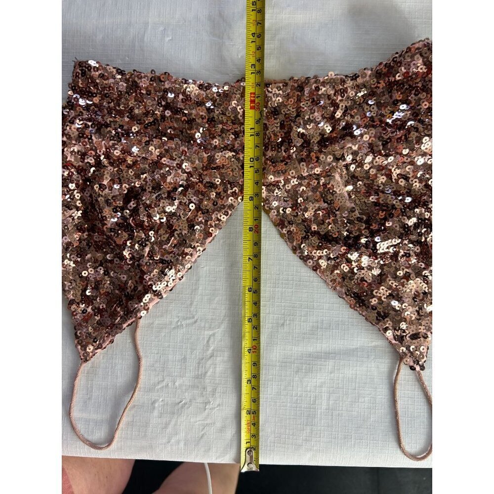 Intimately By Free People Women's Pale Pink Big Night Crop Top Sequin Size Small - Picture 8 of 8